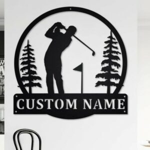 Personalised Golfer Wall Art Circular